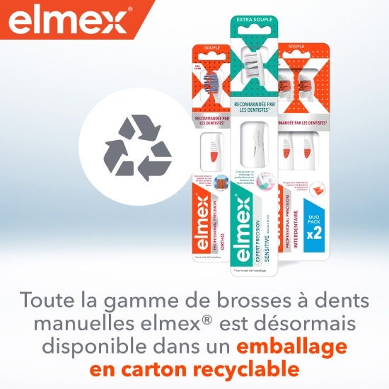 Toute la gamme de brosses à dents manuelles elmex