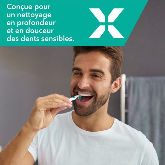 Conçu pour un nettoyage en profondeur et en douceur des dents sensibles.